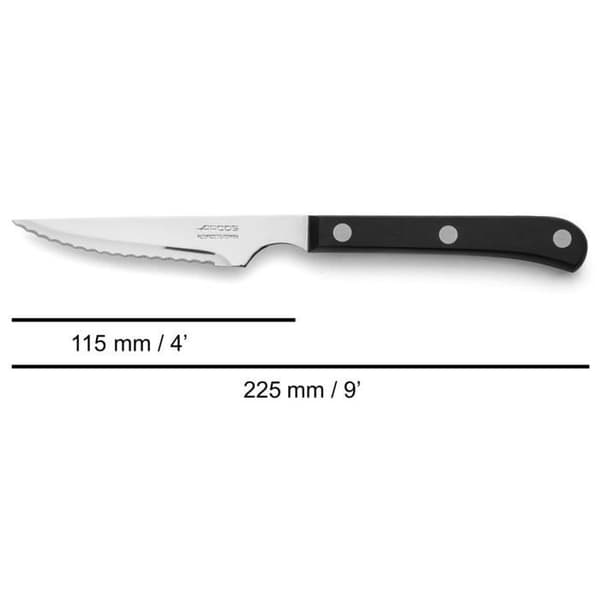 Bøfknive - ARCOS - Steak Basic - Rustfrit stål - Sort polyoxymethylen - 115/225 mm