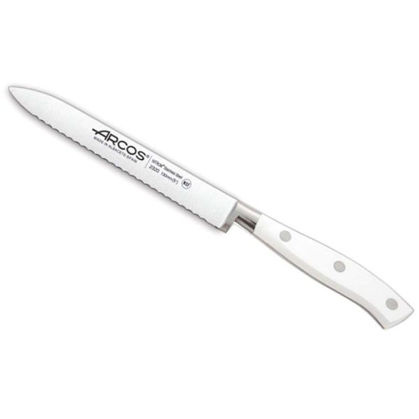 Arcos Riviera White Thyme Knife 232024 Nitrum Steelistä, polyoksimetyleenimango ja 13 cm terä kotelossa. Vit, Silver