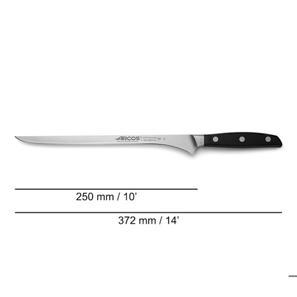Veitsi 25cm malli Salmon/Ham Arcos Manhattan taottu joustava musta