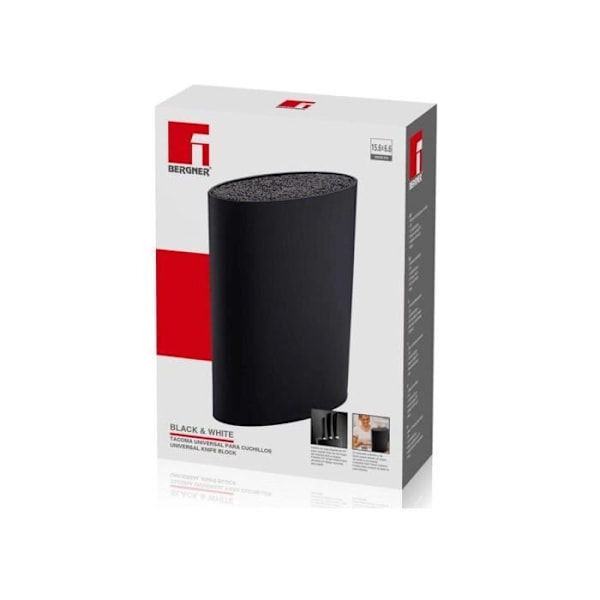 Knivholder - Ikke specificeret - 15,6X6,6X22CM - SOFT TOUCH - Sort - 1 stk. svart