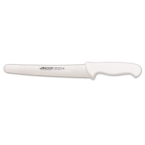 Bagerkniv Arcos Farve - Prof 293224 i Nitrum rustfrit stål og ergonomisk hvid polypropylen skaft med klinge af