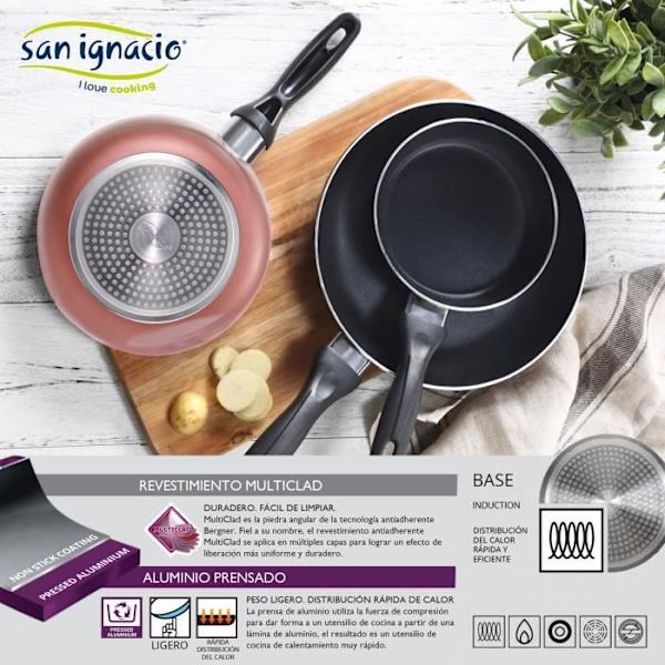 Stegepander - San Ignacio - Sæt med 3 - Presset aluminium - Non-stick - Ø 16, 20, 24 cm Koppar