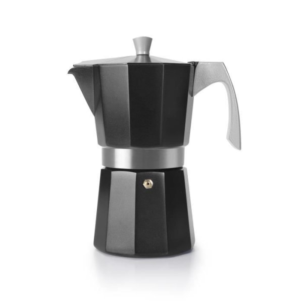 Ibili - Evva svart espressobryggare, 9 koppar, 450 ml, gjuten aluminium, induktionskompatibel