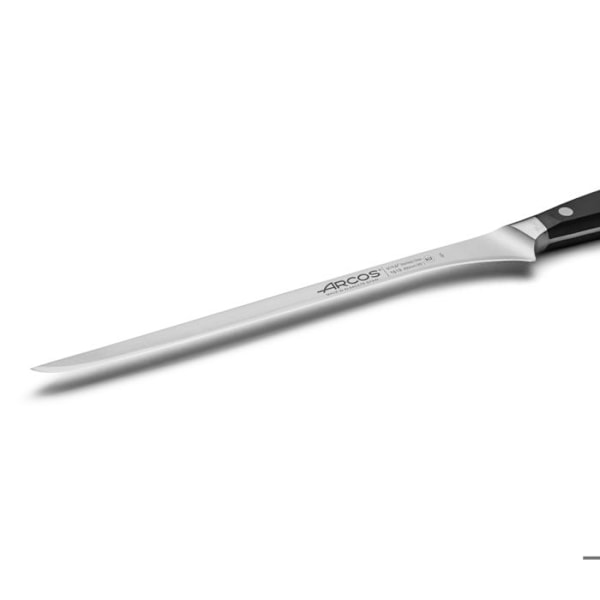 Kniv 25cm modell Lax/Skinka Arcos Manhattan flexibel smidd Svart