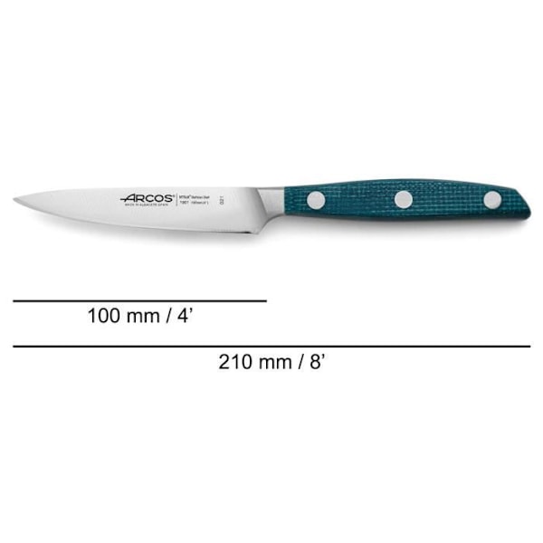 ARCOS Brooklyn - Æske med 3 knive (100 / 150 / 190 mm) - Rustfrit stål / Blå Micarta
