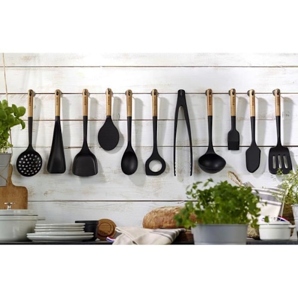 Wokspatel - STAUB - 31 cm - Sort Silikone - Akacietræ - Køkkenredskaber Svart