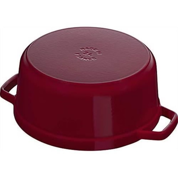 Staub 40502-294-0 Rund grydegryde med låg 24 cm 2,8 l matsort emalje indvendig gryde Bordeaux 40502-294-0