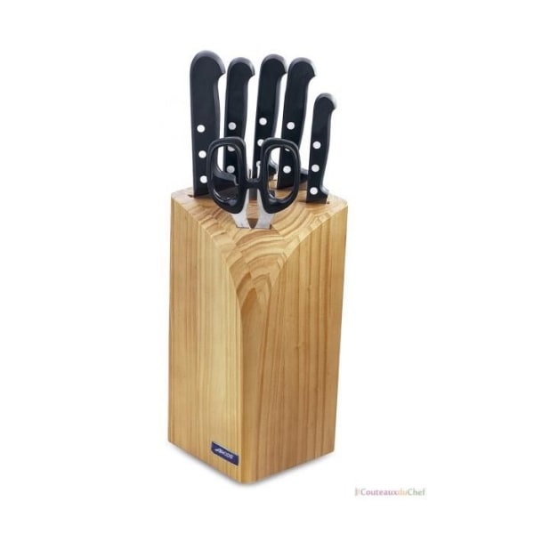 Kniveblok - Arcos - UNIVERSAL - 6 dele - Klinger i rustfrit stål NITRUM - Greb POM sort Svart