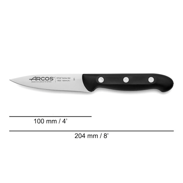 Mondador Arcos Maitre 150300 kniv i Nitrum rustfrit stål og polypropylen mango med 10 cm blad i blisterpakning.