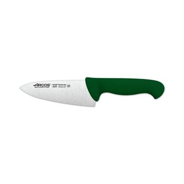 Santoku-veitsi Arcos 2900- Prof 290621 taskuilla ruostumatonta Nitrum-terästä ja ergonomista vihreää polypropeenimangoa terällä