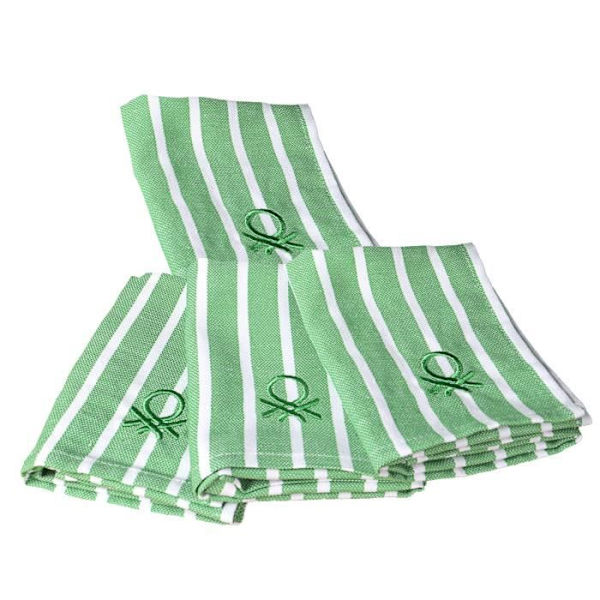 Køkkenhåndklæder - BENETTON - Sæt med 4 - 100% bomuld - 170 g/m2 - Grøn 33x45 cm Grön