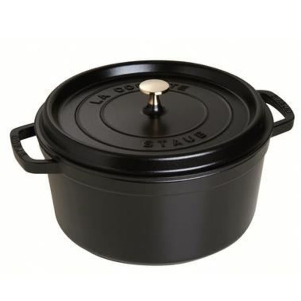 Rund svart emaljerad gjutjärnsgryta 16cm - 1,40L Svart