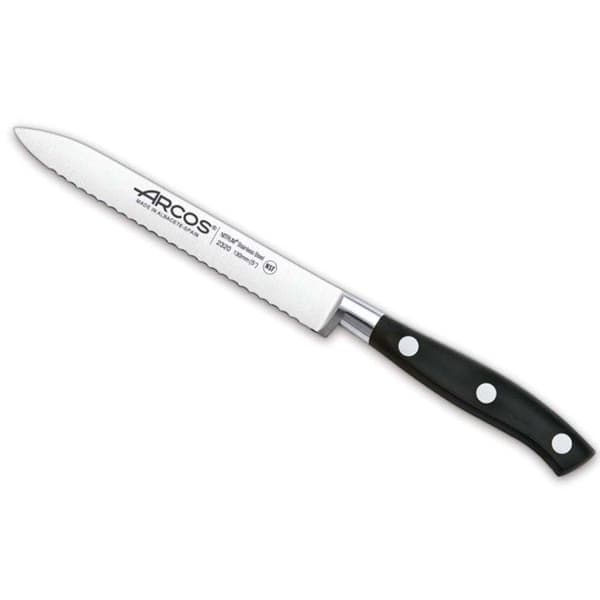 Tomatkniv - ARCOS - Riviera - Klinge 13 cm - NITRUM rustfrit stål - Uformbart POM håndtag Svart silver
