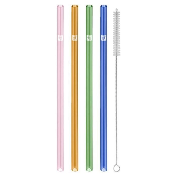 ZWILLING Sorrento - Straight Colored Glass Straws (4 stycken / 23 cm) - Borosilikatglas