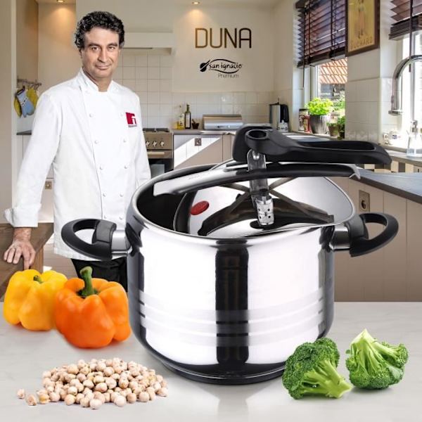 San Ignacio Q2764 Premium trykkoger 7L Sgp Duna, rustfrit stål, krom