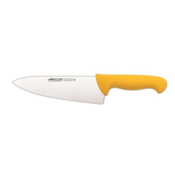 Arcos Couleur kokkekniv - Prof 292700 i Nitrum rustfrit stål og ergonomisk gul polypropylen mango med 20 cm klinge,