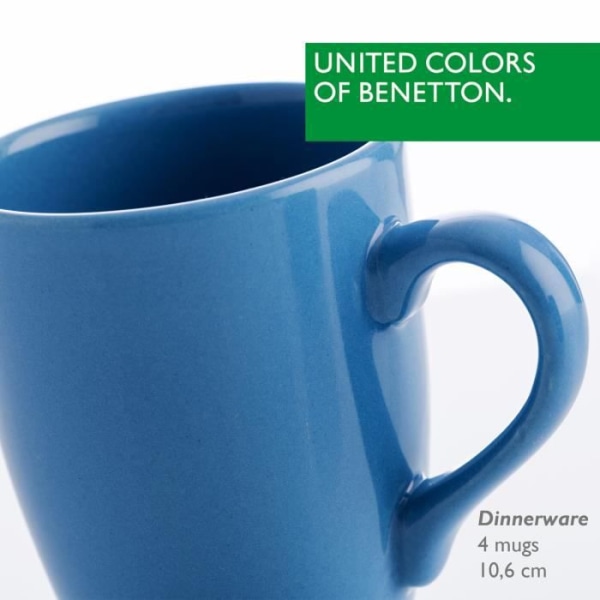 United COLOURS OF BENETTON - BE061 Set med 4 koppar 11 cm 360 ml Blå lergods Casa Benetton, Gres