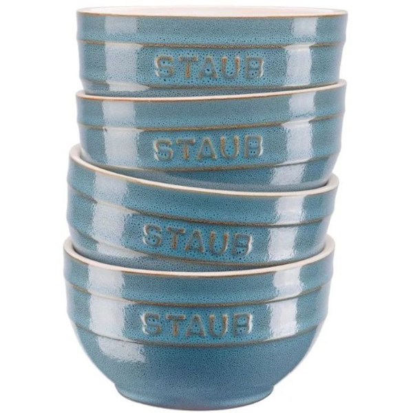 Ramekin - fad - Staub skal - Keramik Sæt med 4 antikke Turkis keramik skåle 12 cm 0,7 l