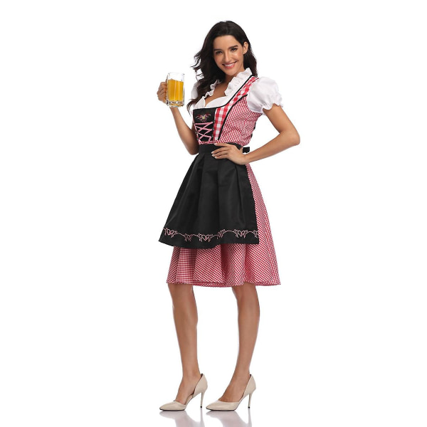 Naisten Oktoberfestin oluttyttöasu, baijerilainen perinteinen Dirndl-mekko, 6 väriä Black 2XL