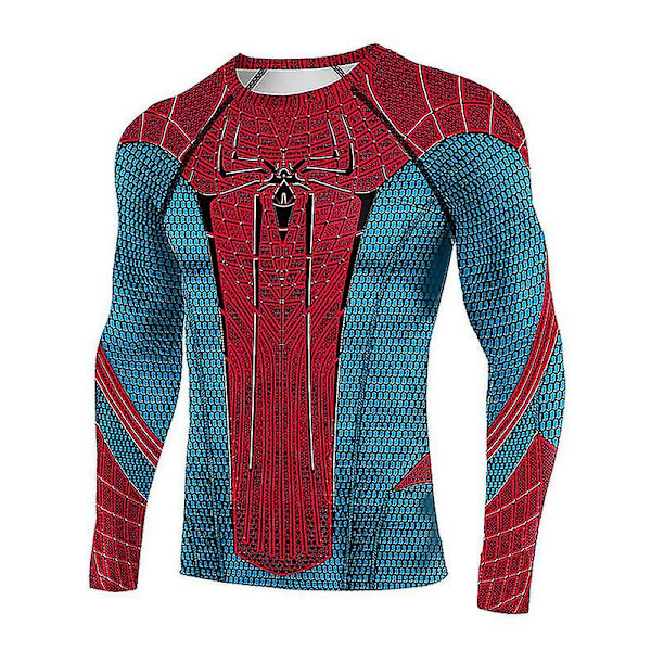 Spiderman-tiukka T-paita miesten urheilutreeniin pitkähihainen toppi D S