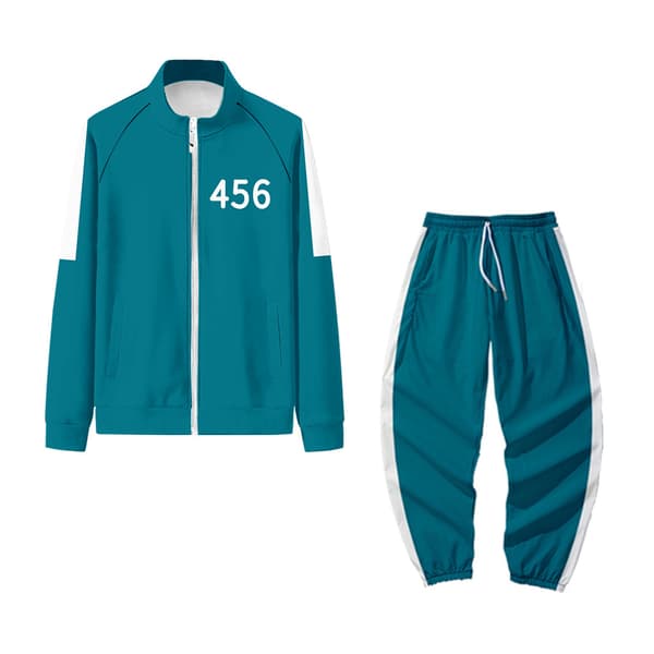 Squid Game Cosplay Kostume Unisex Sweatshirt + Buksesæt 456 S
