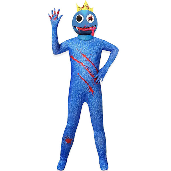 Rainbow Friends kostym för barn Blue Monster Wiki Cosplay 140 blue 120
