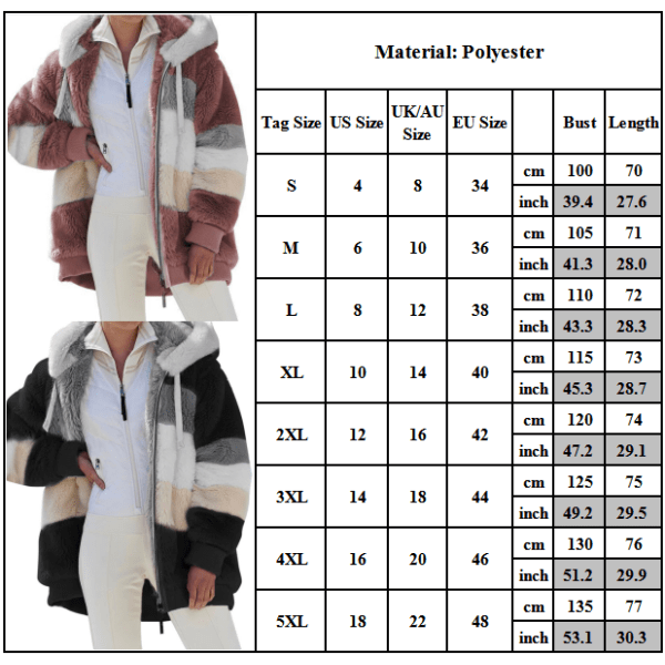 Damjacka Vinter varm huvtröja Colorblock Plyschjacka I Blue xl