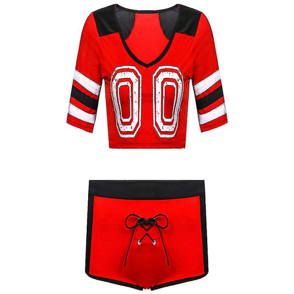 Cheerleading uniform för kvinnors sexig fotboll kortärmad skjorta set Scenuniform Cosplay del red