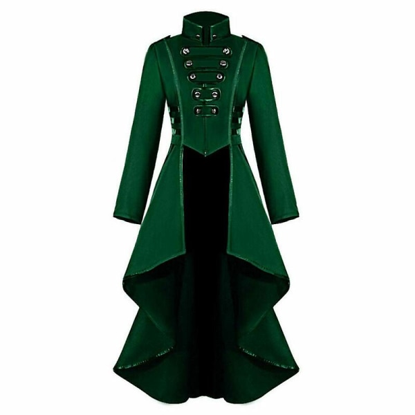 Retro Kvinde Gotisk Steampunk Knap Corsage Kostume Frakke Middelalderlig Jakke Green M