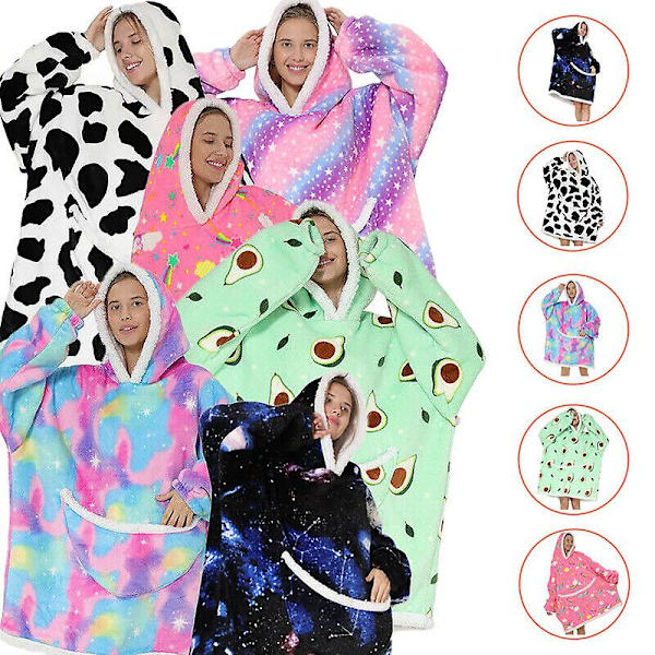 Dame Hoodie Tæppe Oversized Ultra Plys Sherpa Kæmpe Hættetrøje Style 9