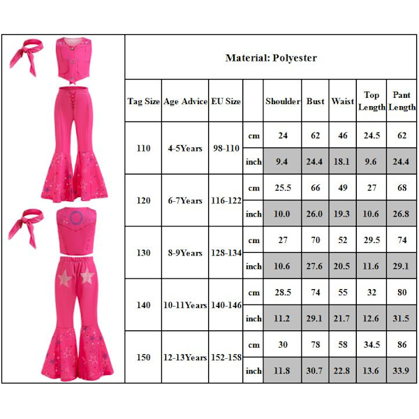 Tyttöjen Barbie-asu Elokuva Cosplay-asu Halloween-puku 150cm