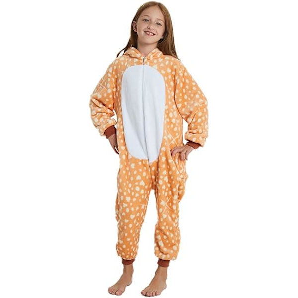 Fleece børne tiger onesie pyjamas jul halloween dyr cosplay pyjamas kostume Sika rådyr 120 yards Julegaver til børn Z