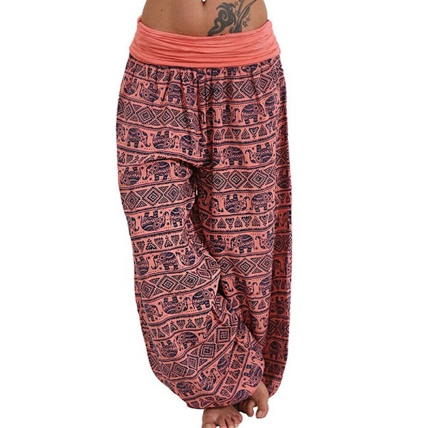 Dam Baggy Harem Byxor Leggings Hippie Yoga Byxor khaki z khaki M