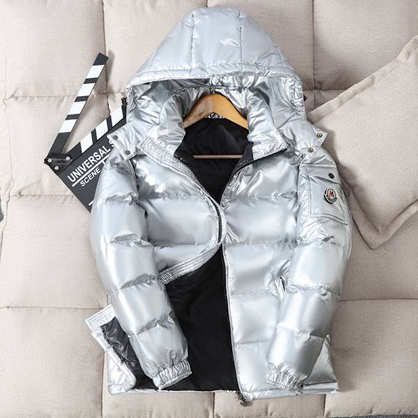 Let læder vinterjakke mænd dam vandtæt varm frakke silver- XL