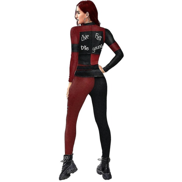 Nye Børn Kvinder Harley Quinn Halloween Party Cosplay Kostume Jumpsuit Elastisk Body v 150