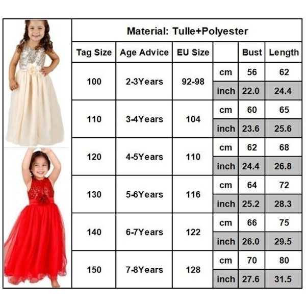 Söta flickor paljetterad blommaprinsessklänning barn red Z red 2-3Years
