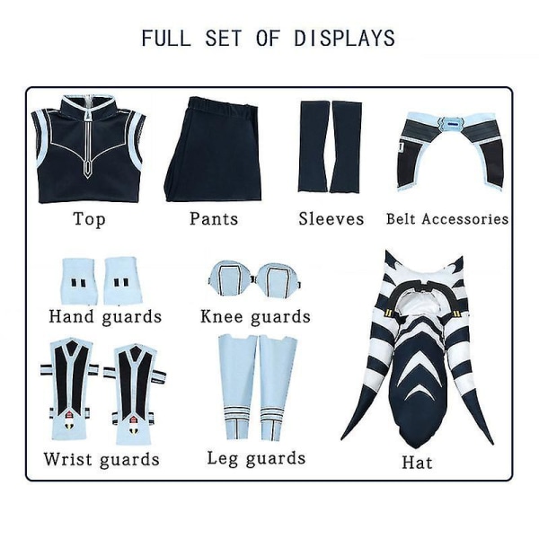 Ahsoka Tano Cosplay Kostym För Vuxna Och Barn Halloween Fancy Dress Karneval Kostym Set With hat 120 cm