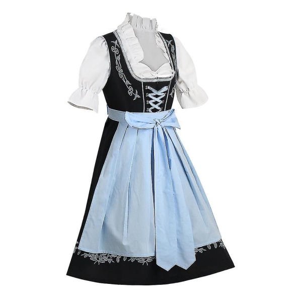 Tysk Oktoberfest Bayersk Traditionel Ølkjole Broderet Halloween Cos Maid Outfit XXL