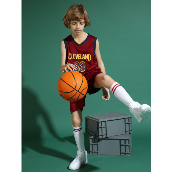 LeBron James No.23 Koripallopaita Set Cavaliers Uniform lapsille teini-ikäisille Burgundy Z Burgundy L (140-150CM)