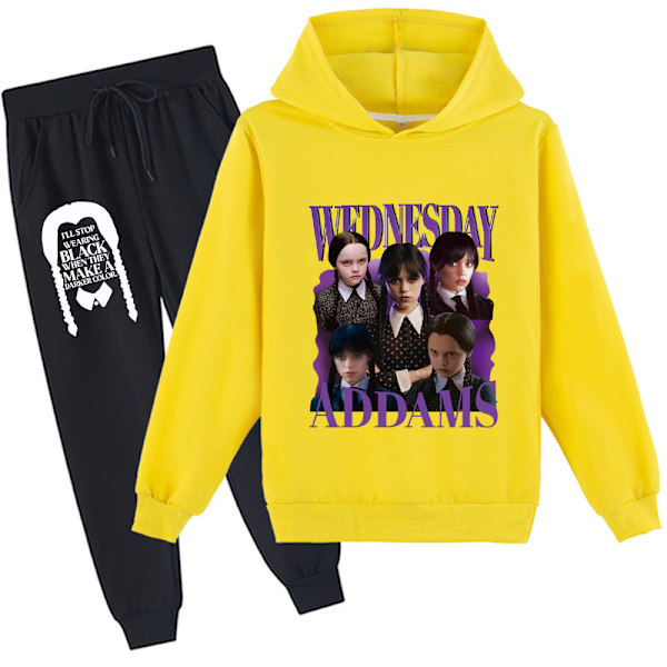 Onsdag Addams printed byxor med hoodie för barn G Z G 100cm