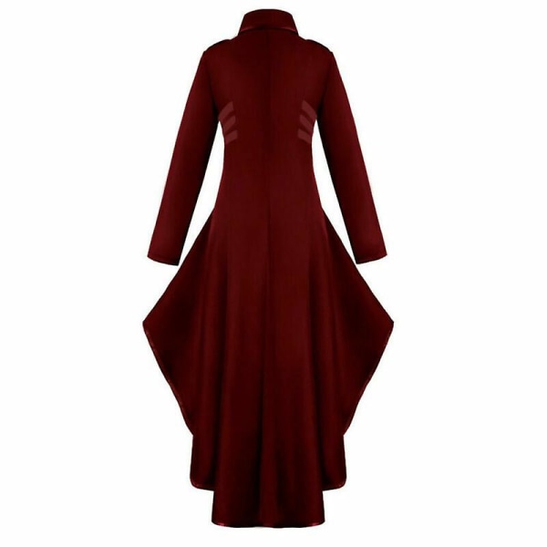 Retro Kvinde Gotisk Steampunk Knap Corsage Kostume Frakke Middelalderlig Jakke Red M