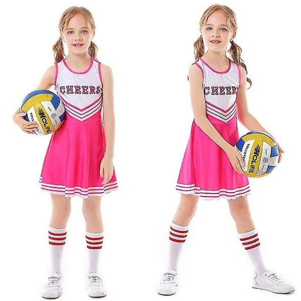 Barnens skolfest Cheerleader kostym Halloween-fest I Pink 120cm