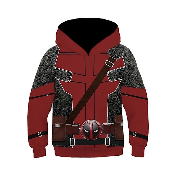 Barn Gutter Deadpool & Wolverine Hoodie Casual Langarmet Hoodie Løstsittende Pullover Topper - Xin Red Red 12-13 Years