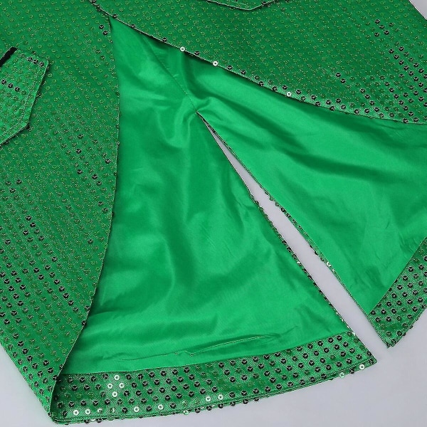 Sliktaa Herre Sequin Svalehale Dressjakke Fest Show Tux Kjole Frakk Green L