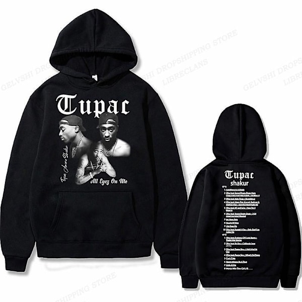 Tupac 2pac Hoodie Herr Dam Mode Luvtröjor Barn Hip Hop Luvtröjor Dam vettningar Pojke Kappor Rapper weats hakur Träningsoveraller Punk S 2DF504994-black (7)