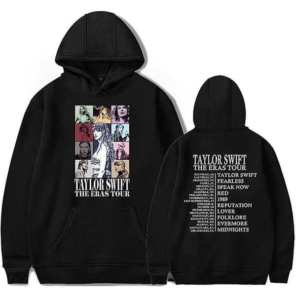 Pullover hoodies for Taylor The Eras Tour wift sweatshirt med hette Casual hettegenser med lomme Black S