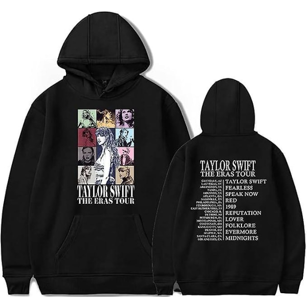 Pullover hoodies för Taylor The Eras Tour wift sweatshirt med luva Casual huvtröja med ficka Black S