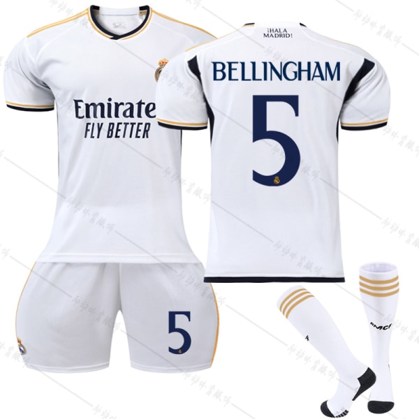 2023-2024 Real Madrid Hemma fotbollströja för barn nr 5 Bellingham 18-WELLNGS Z 18
