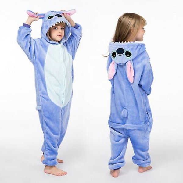 Barn Blue Stitch Cartoon Animal Pyjamas Sovkläder Fest Cosplay kostym Z 8-9Years