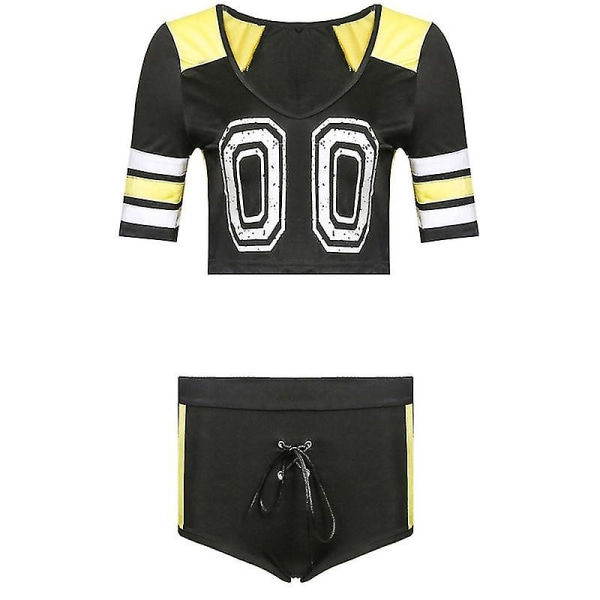 Cheerleading uniform för kvinnors sexig fotboll kortärmad skjorta set Scenuniform Cosplay del black